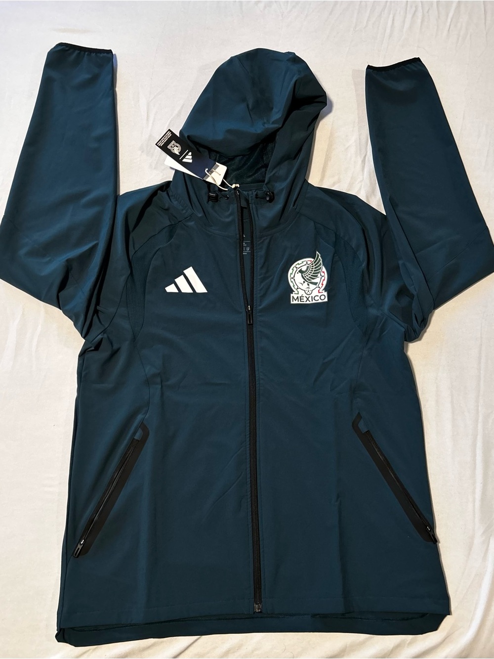 adidas Men's Mexico Hooded Performance Jacket in Dark Teal